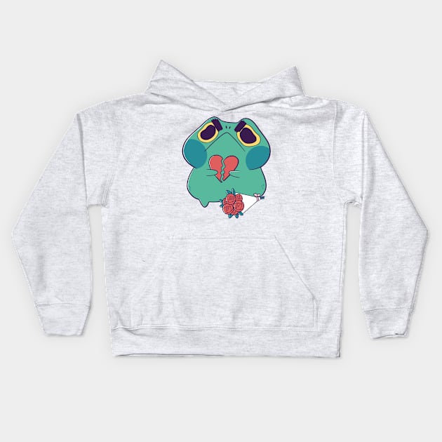 Broken Heart Frog Kids Hoodie by TaylorRoss1